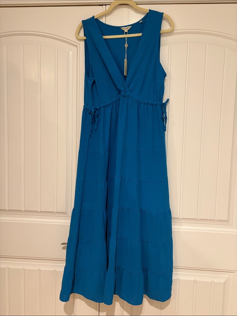 Sleeveless Lapis Blue Tiered Maxi Dress NWT